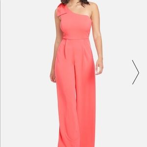Bebe one shoulder bow jumpsuit